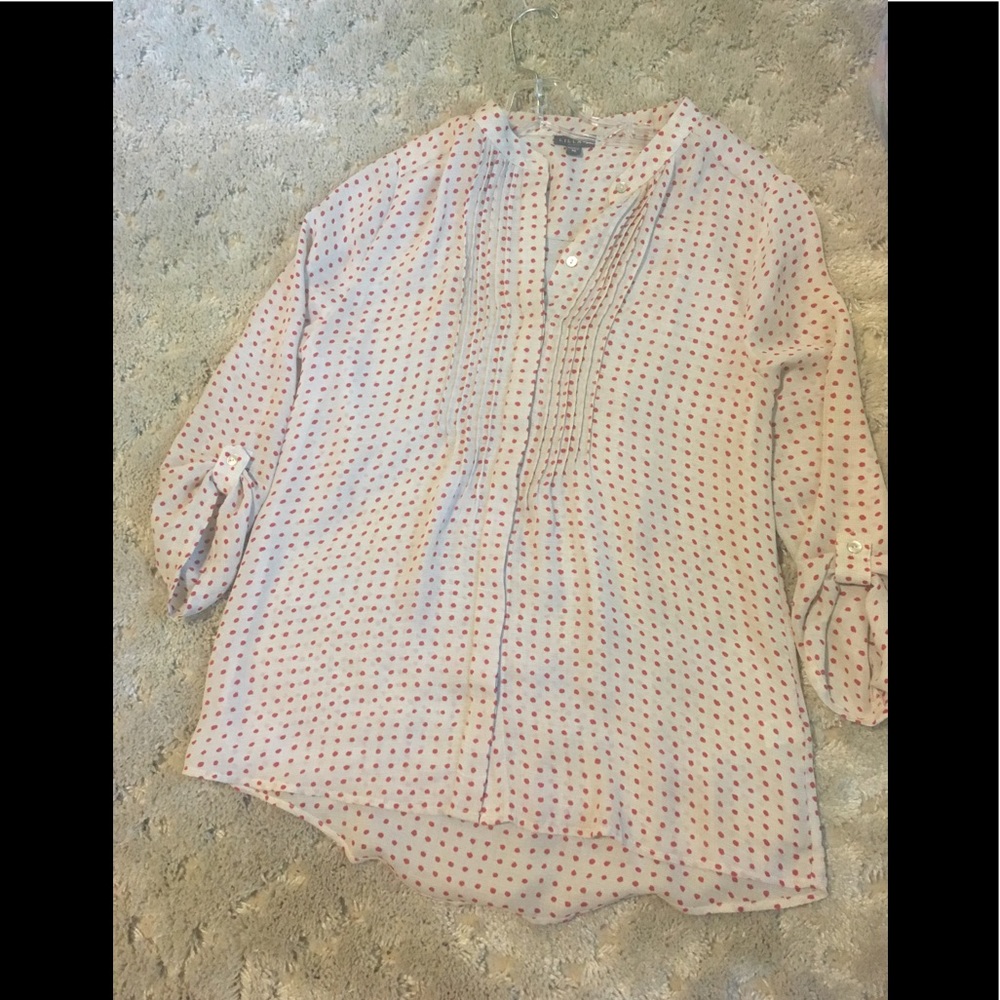 Lilla P. XS Cream And Red Polka Dot Top